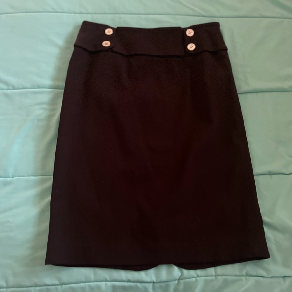Adrienne Vittadini Black Skirt with Button Details